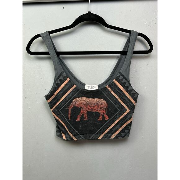 Out from Under Urban Outfitters Elephant Crop Top Gray Graphic - Picture 1 of 7